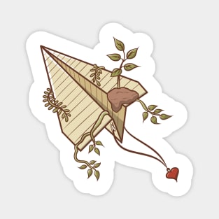 Paper Airplane with Plant (no background) Magnet