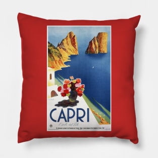 Capri vintage travel ad Pillow