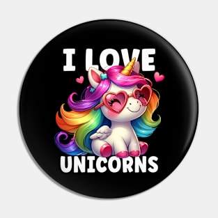 I Love Unicorns Pin