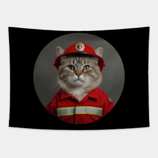 Firefighter Cat Tapestry