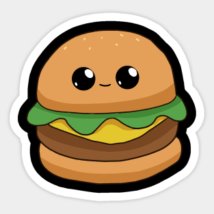 Kawaii Happy Hamburger Sticker 2.75 Die Cut Burger Matte Vinyl