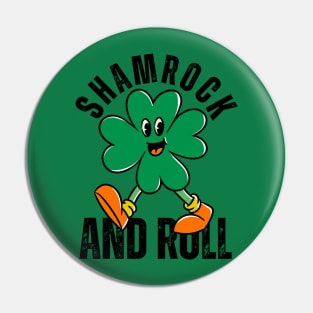 Shamrock And Roll St Patricks Day Reto Pin