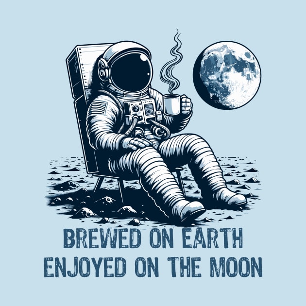 Brewed on Earth, Enjoyed on the Moon - Funny Astronaut and Coffee by Muslimory