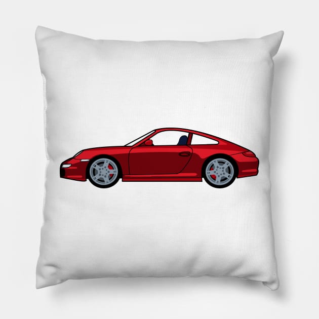 Porsche 911 997 Carrera S Guards Red Lobster Claw Pillow by antipc