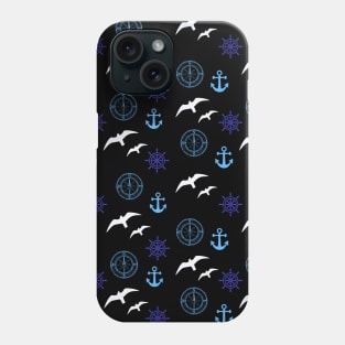 Navy Blue Nautical Anchor Pattern Phone Case