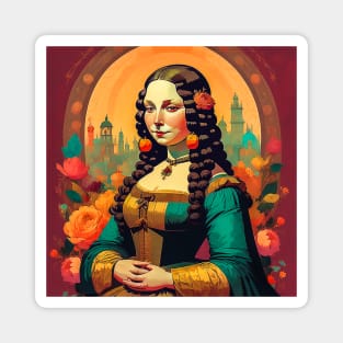 Colored Floral Monalisa Magnet