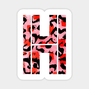 Abstract Letter H Watercolour Leopard Print Alphabet Red Magnet