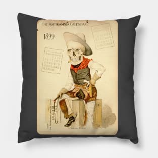 Vintage Skeleton Cowboy Pillow