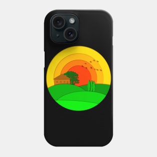 Beautiful sunset Tuscany landscape Phone Case