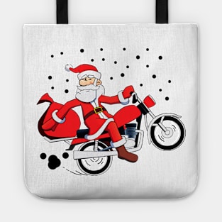 Funny Ugly Christmas Sweater. Santa On Motorcycle. Tote