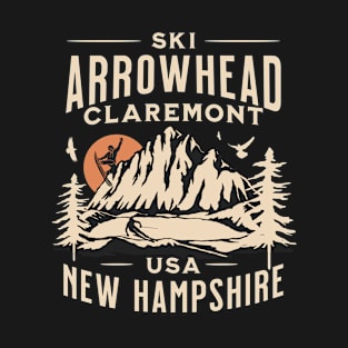 Arrowhead ski and Snowboarding Gift: Hit the Slopes in Style at Claremont New Hampshire Iconic American Mountain Resort T-Shirt