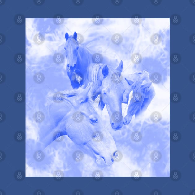 Horses and surreal mist in blue and white by hereswendy