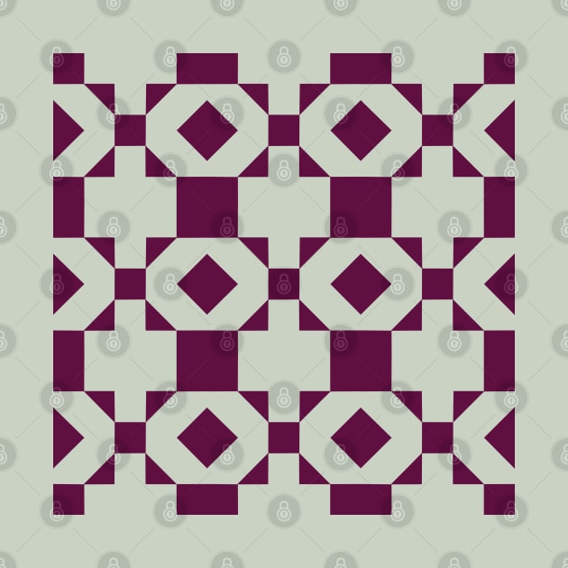 Wine Red and Sage Green Oregon Patchwork Pattern by Nuletto