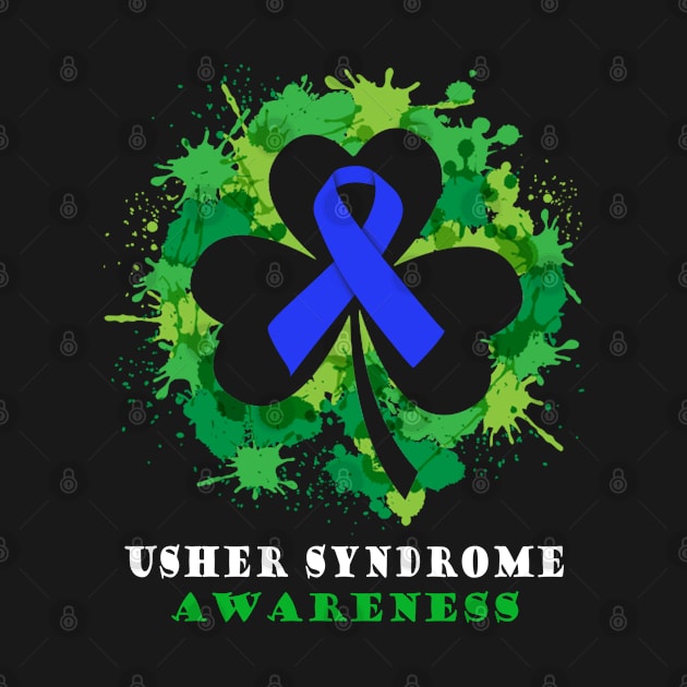 Usher Syndrome Awareness Ribbon Shamrock Saint Patrick's Day Happy Holiday by BoongMie