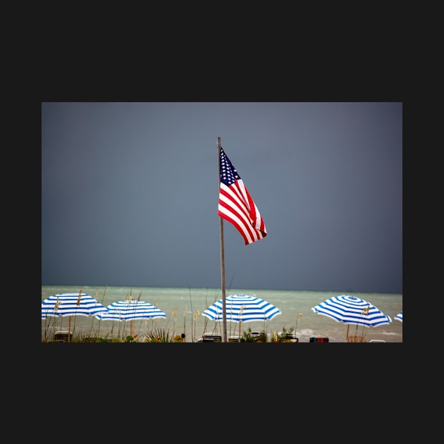 American Flag on Beach by cbernstein