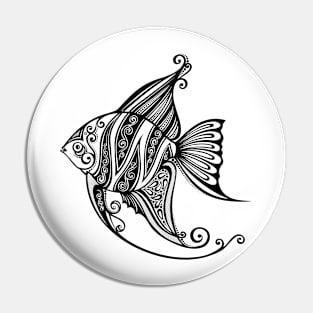 Black and White Print of Exotic Fish Pin