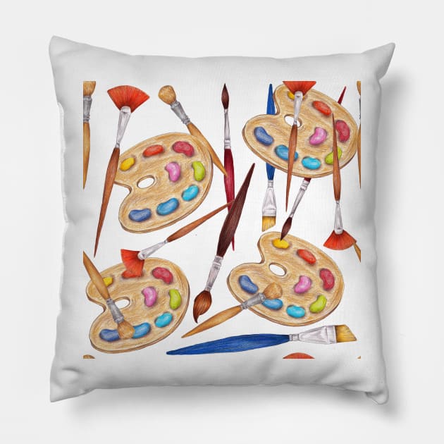 pattern palette with brushes Pillow by lisenok