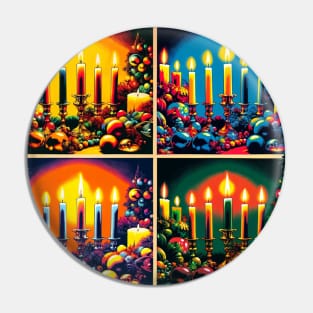 Vibrant Candlelight: A Pop Art Christmas - Classic Christmas Pin