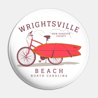 Wrightsville Beach, NC Summer Vacation Bike and Surfboard Pin