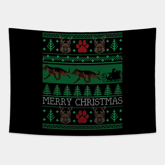 Christmas German Shepherd Dog Lovers Owners Ugly Christmas Sweater Tapestry by mrsmitful01