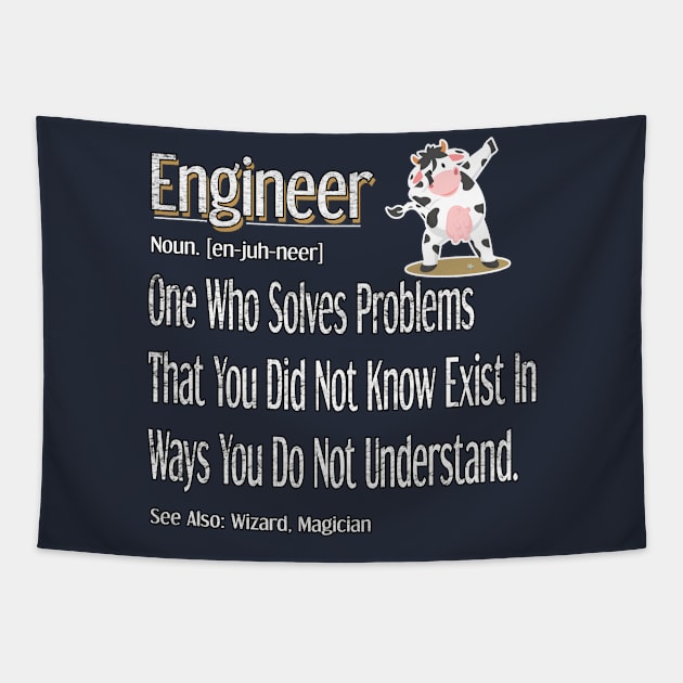 Funny Engineer Definition Awesome Engineering Gift For Cow Lovers Tapestry by Inspireshirt