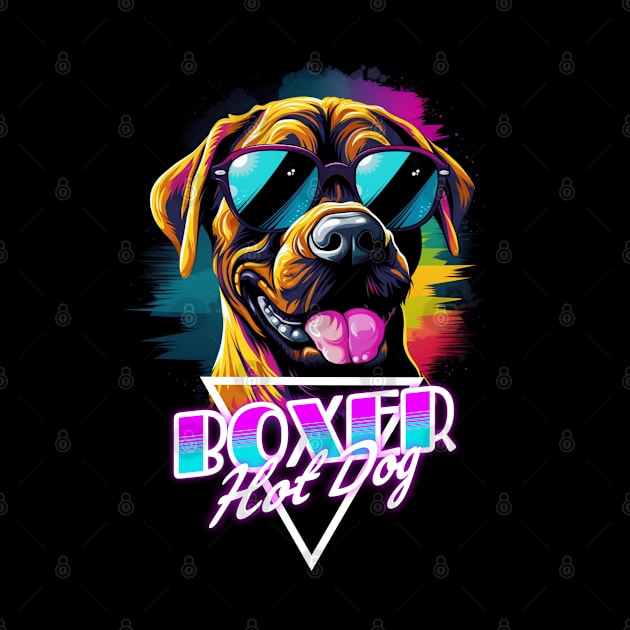 Retro Wave Boxer Hot Dog Shirt by Miami Neon Designs