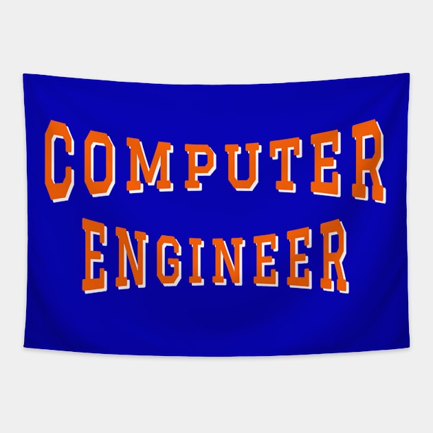 Computer Engineer in Orange Color Text Tapestry by The Black Panther