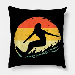 Surf Art For Women Girls Beach Surfer Hawaiian Wave Surfing Pillow