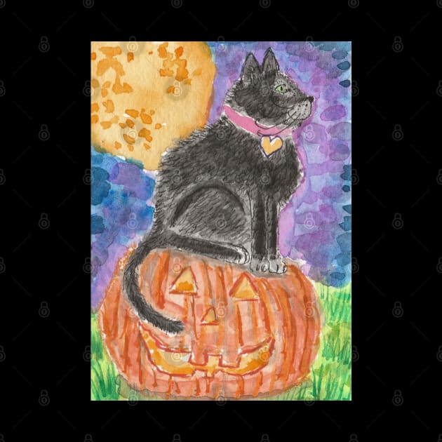 Black cat Halloween pumpkin art by SamsArtworks