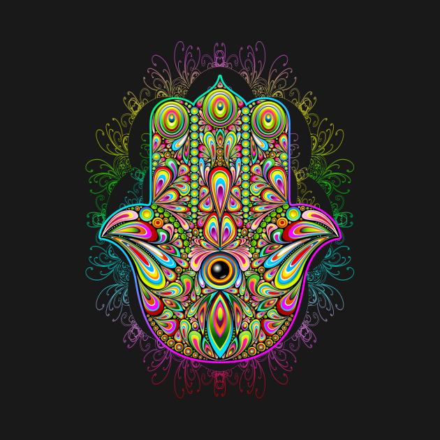 Discover Hamsa Hand Amulet Psychedelic - Ornamental Hamsa - T-Shirt