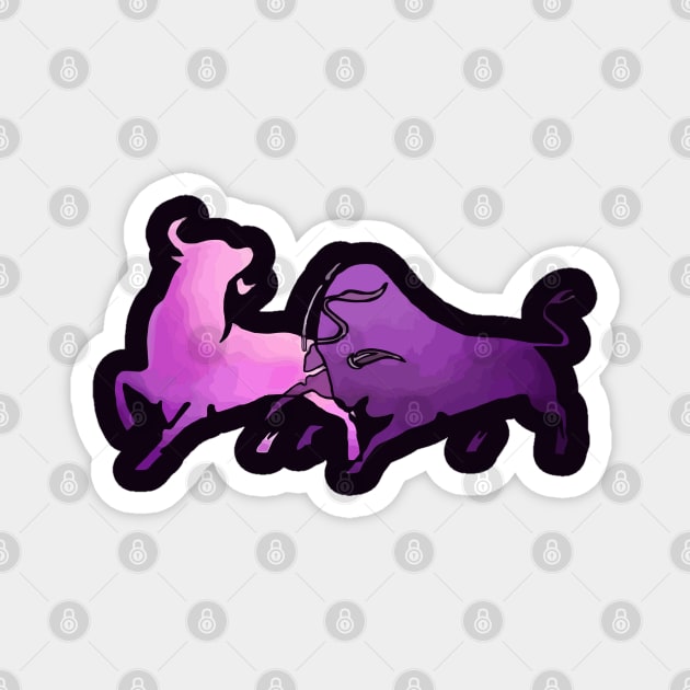 Taurean Bulls Animal Art Lilac Cut Out Magnet by taiche