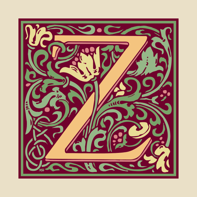 William Morris Vintage Letter Z by MatchbookGraphics