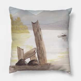 Hand Painted Watercolor Landscape Pillow