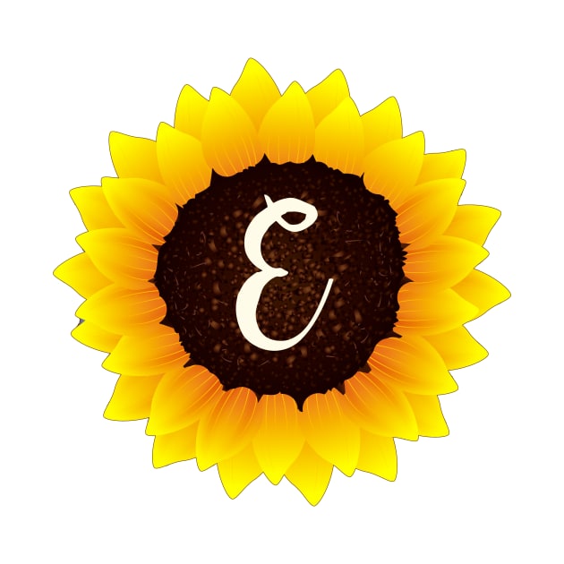 Floral Monogram E Bright Yellow Sunflower by floralmonogram