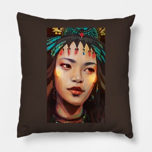 Ethnic woman portrait Pillow