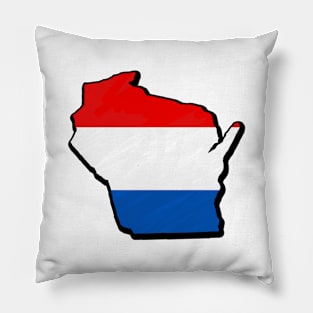 Red, White, and Blue Wisconsin Outline Pillow