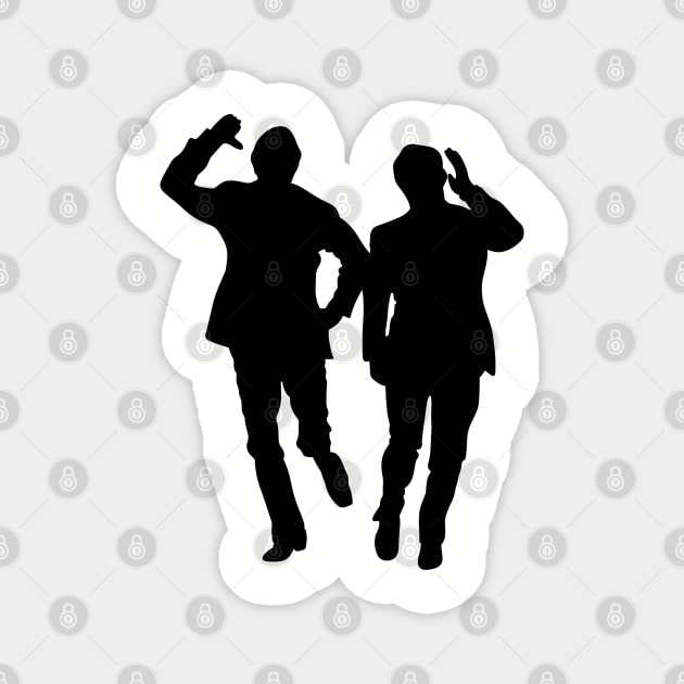 Morecambe and Wise silhouette Magnet by Stupiditee