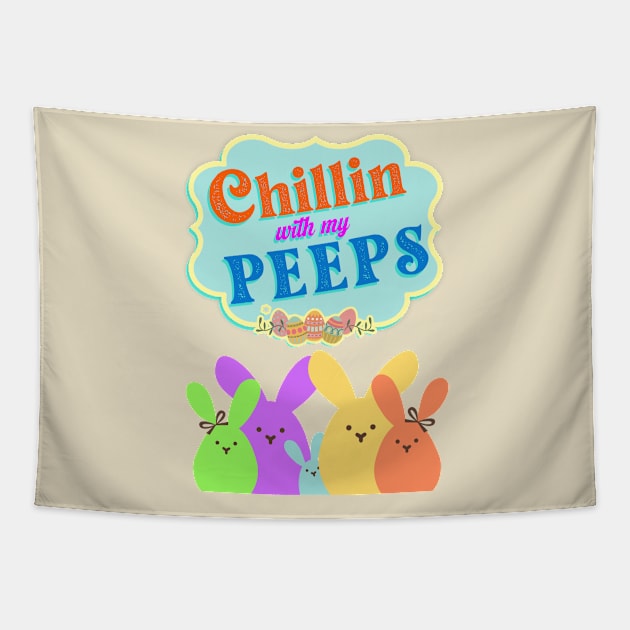 Chillin with my Peeps Tapestry by sticker happy