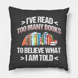 Funny Book Lovers Design Pillow