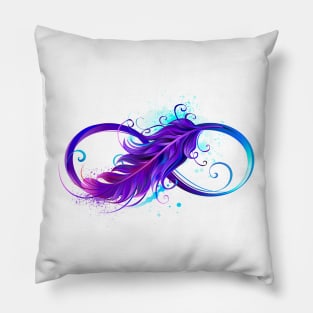 Infinity with Purple Feather Pillow