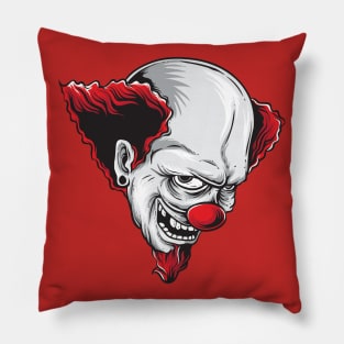 Scary Clown Head Halloween Pillow