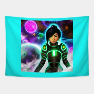 Anime Girl in Space Tapestry