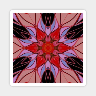 Cartoon Mandala Flower Red Blue and Pink Magnet