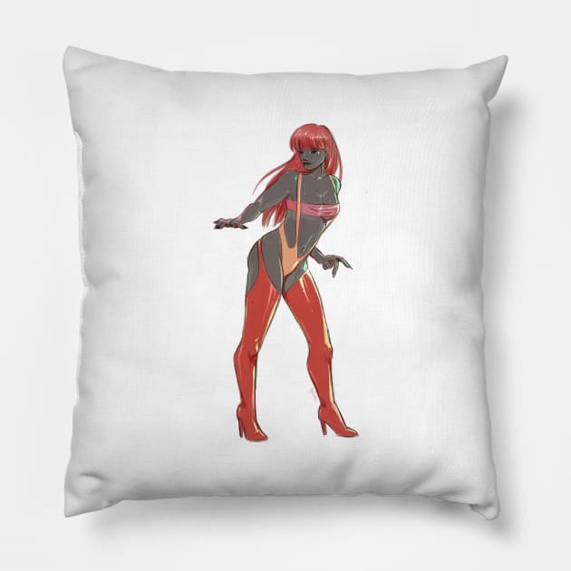 Sexy alien in latex Pillow by Hoshimem
