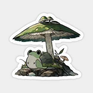 Hippity-Hoppity Sad Frog Under Mushroom Magnet