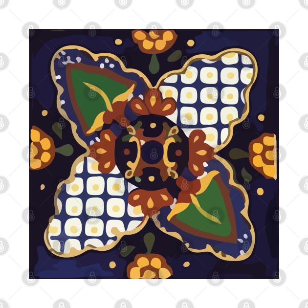 Ornamental floral classic mexican talavera tile by T-Mex