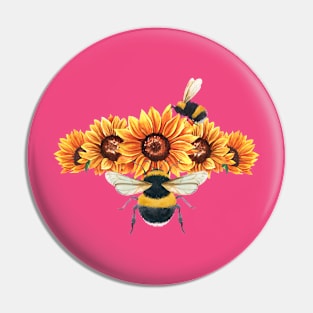 bee on a sunflower Pin