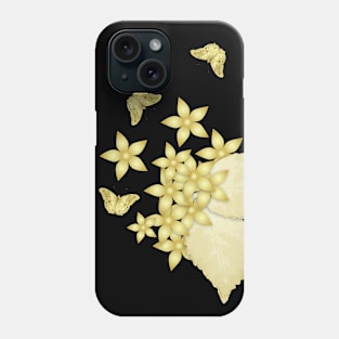 Elegant gold butterflies and gold flowers Phone Case