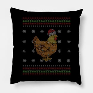 Farm Chicken Poultry Christmas Santa Ugly Christmas Pillow