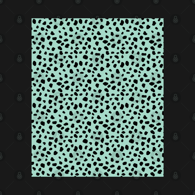 Dalmatian Animal Print Spots Black Mint Green Polka Dots by squeakyricardo